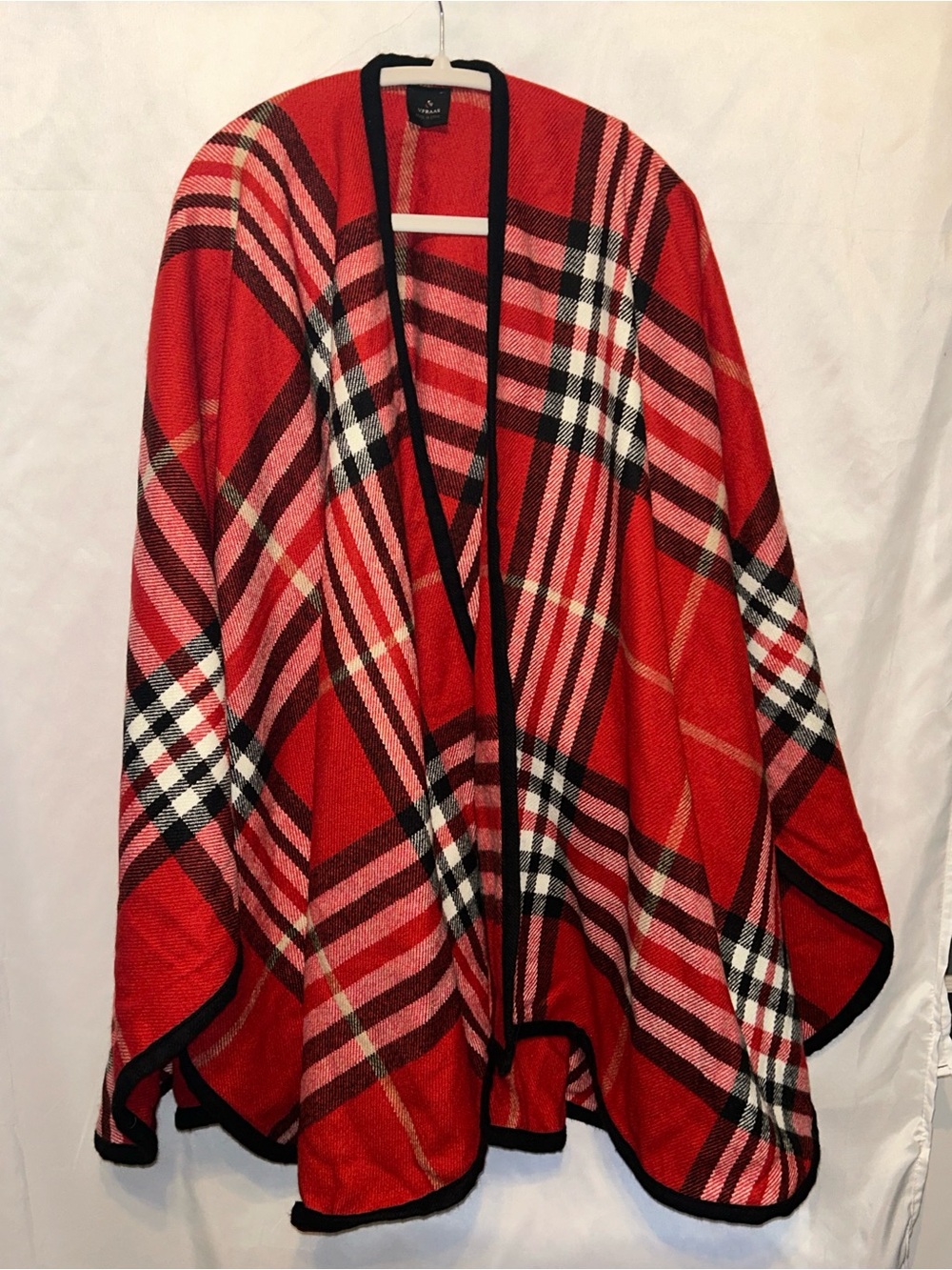 V.FAAS Red Plaid Open Poncho Jacket - Women